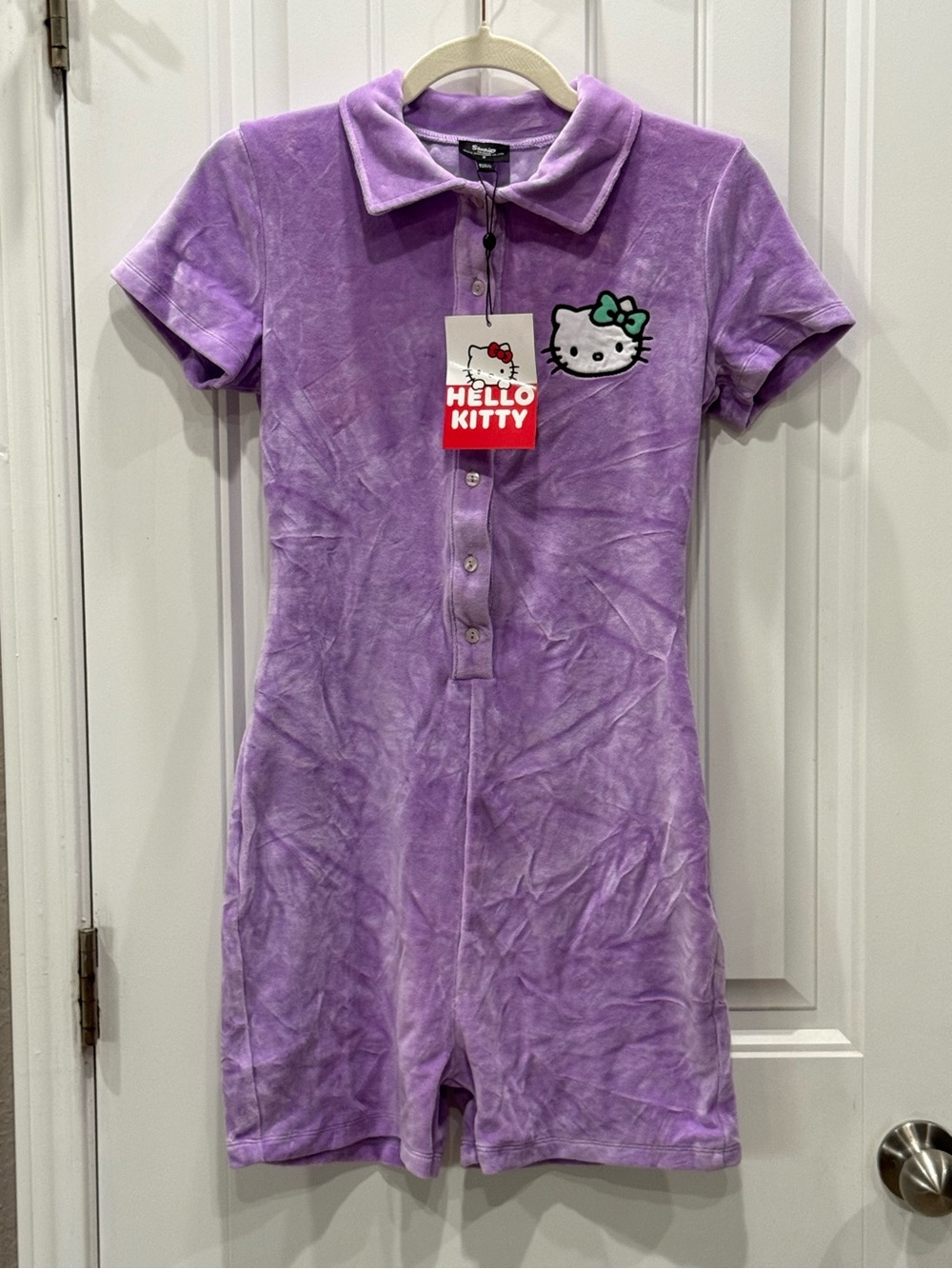 New Girl Order x Hello Kitty Lilac Velour Romper Playsuit US 4 NWT 2021